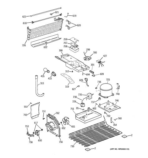 unit parts diagram parts list  model gthebtzrww ge parts refrigerator parts