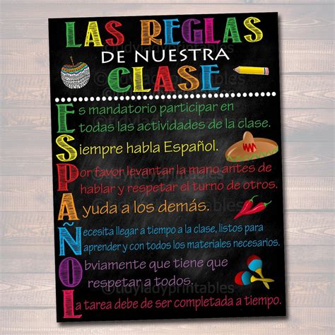 Español Classroom Rules Poster Tidylady Printables