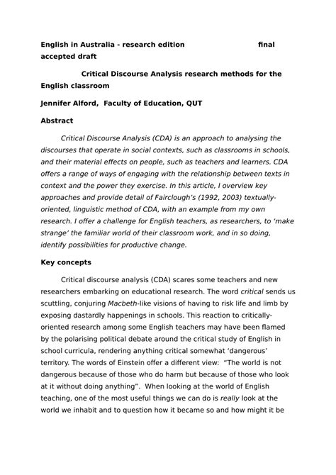 critical discourse analysis research methods   english