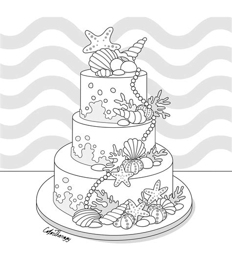 wedding cake cake coloring pages  adults img solo