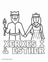 Xerxes Esther Colouring sketch template