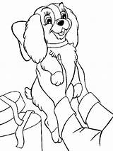 Lady Tramp Coloring Pages Disney Cartoons Puppy Color Dogs sketch template