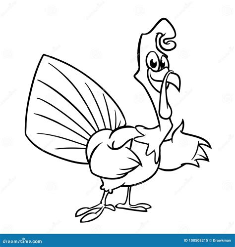 thanksgiving funny cartoon outline vector cartoon turkey  coloring