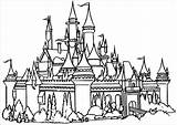 Castle Coloring Pages Disneyland Disney Color Printable Princess Cinderella Barbie Kleurplaat sketch template