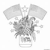 Coloring Mason Jar Flowers Pages Flags Decorations American Printable sketch template