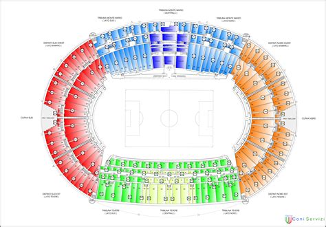 mappa stadio olimpico  roma  settori piantina stadio