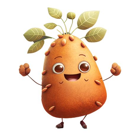 cute happy sweet potato character ai generated  png