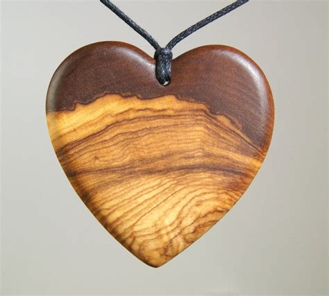 olive wood pendant wood jewelryheart