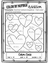 Color Number Addition Valentine Valentines Grade Math Worksheets Freebie Differentiated First Teacherspayteachers Coloring Activities 1st Worksheet Subject Choose Board Printables sketch template