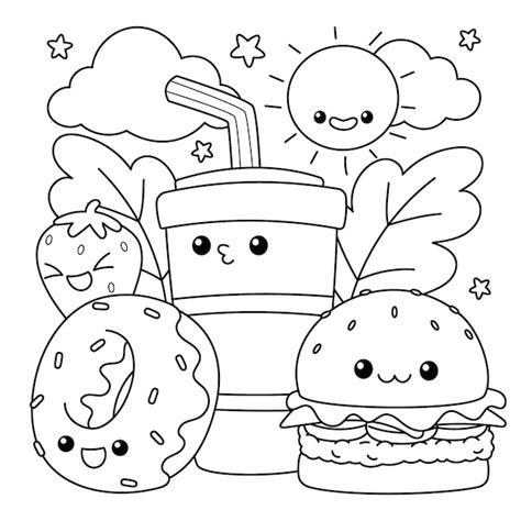 food kawaii coloring images    freepik