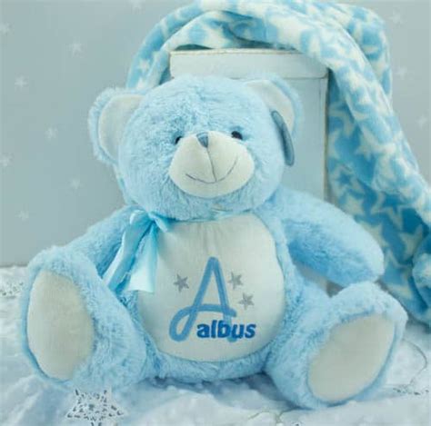 personalised baby boy teddy bear blue heavensent baby gifts