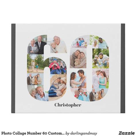 photo collage number  custom  birthday faux canvas print zazzle