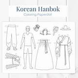 Hanbok Coloring Paper sketch template
