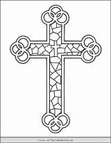 Coloring Cross Stained Glass Pattern Thecatholickid Center sketch template