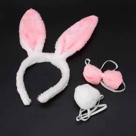 Newest Lovely Girls Rabbit Bunny Ears Headband Women Tail Necktie