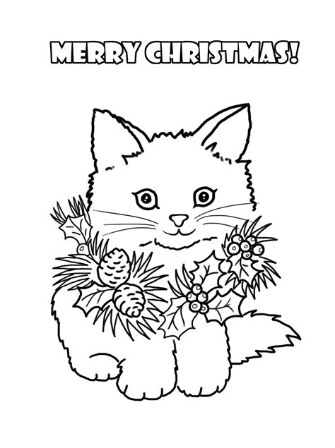 christmas cat colouring pages  coloring page