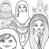 Coloring Doll Matryoshka Book Russian Dolls Pages Template Freebie Printable Nesting Colouring Indian Adults sketch template