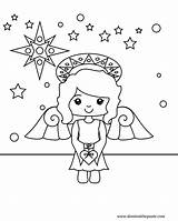Angel Coloring Christmas Transparent Version Small Print Color sketch template