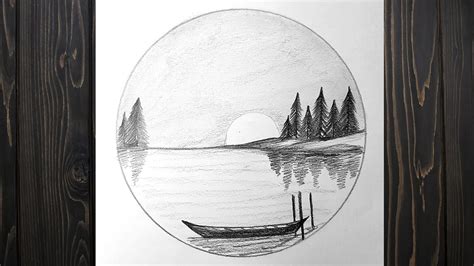 draw easy scenery   circle pencil sketch scenery drawing