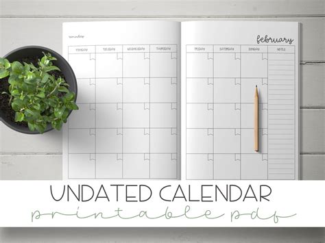 monthly calendar printable undated monthly budgeting etsy