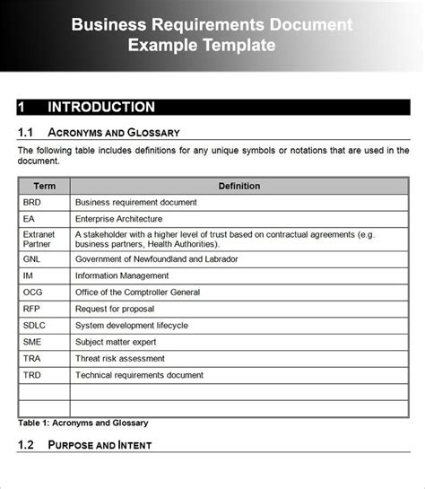 business requirements document examples  examples intended