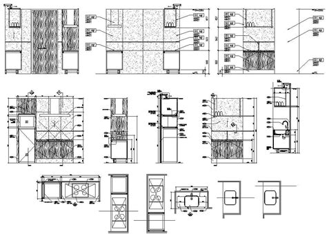 autocad drawing files show  kitchen cabinet section  elevation drawing cadbull