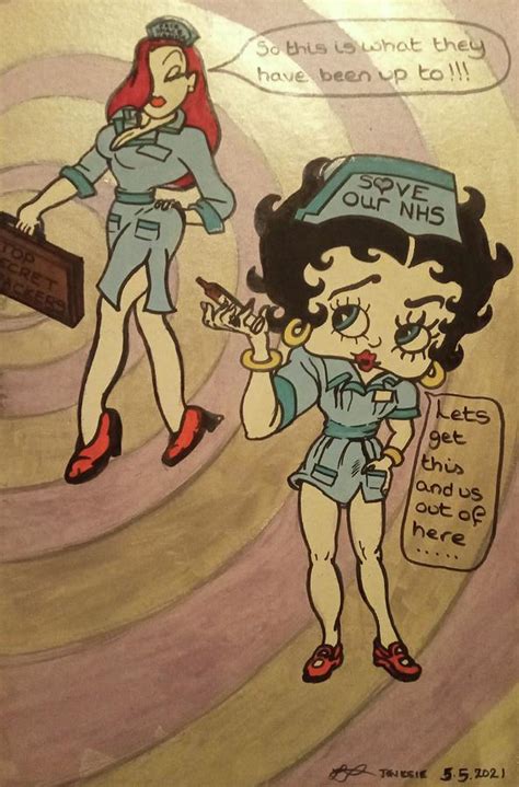 Pandemic 2020 Betty Boop And Jessica Rabbit Painting By John Jenkins