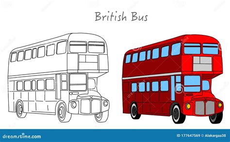 red british bus england london double decker bus black white
