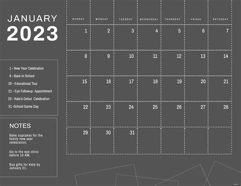 free free pretty january 2023 calendar illustrator word psd