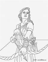 Coloring Greek Artemis Gods Goddess Goddesses Pages Hunting sketch template