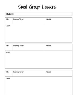 small group lesson plan template  sailing   tpt
