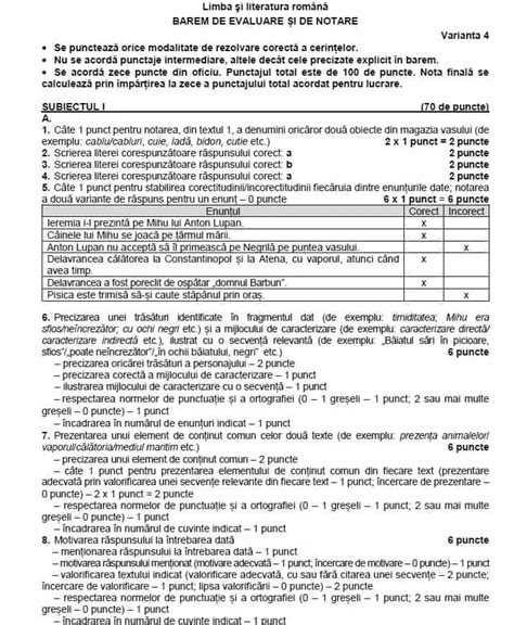 Roman24 Evaluare NaȚionalĂ 2022 Baremele și Subiectele La Română