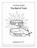 Truth Belt Coloring Bible Pages Kids Printable Activity God Armor Simple Sunday School sketch template