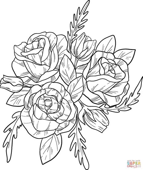 bouquet  roses coloring page  printable coloring pages