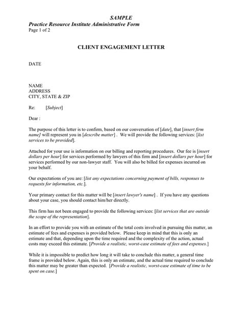 engagement letter sample   documents   word  excel