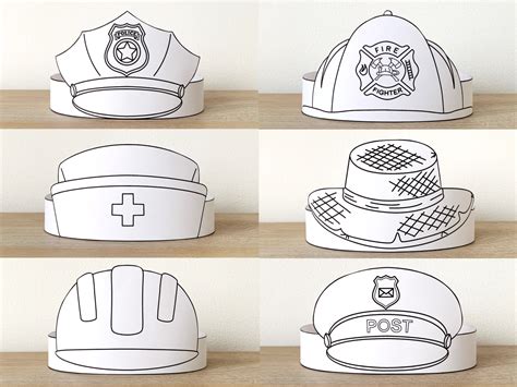 community helpers paper hats career day printable paper coloring craft