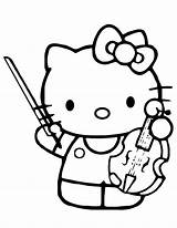 Kitty Hello Coloring Violin Pages Para Instrument Playing Printable Colorear Dibujos Cat Cute Print Caratulas Pintar Book Colouring Drawing Popular sketch template