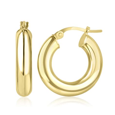 18ct Yellow Gold Hoop Earrings 18mm Pravins