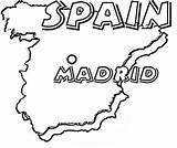 Spain Coloring Map Madrid Capital Printable Book Advertisement sketch template