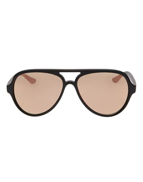lyst ray ban cats 5000 gold flash sunglasses in black