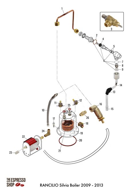 rancilio silvia boiler   exploded spare parts diagram