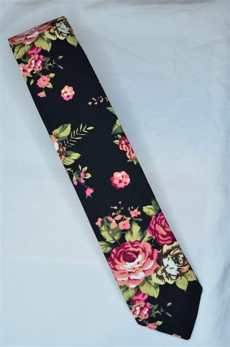 Black Floral Skinny Tie Set Knotted Ties