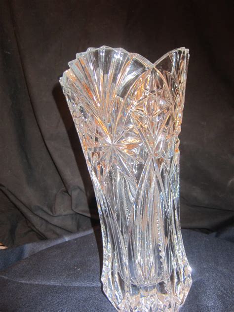 Reserved Vintage Cut Glass Crystal Vase 11 5 Tall