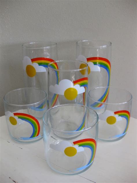 Items Similar To Vintage Rainbow Drinking Glasses Set Of 6 On Etsy