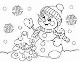 Christmas Snowman Card Coloring Coloringcrew sketch template