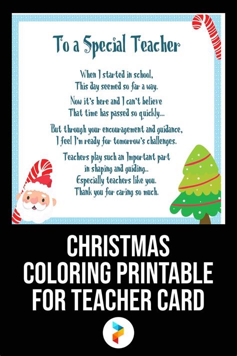christmas coloring printable  teacher card