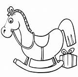 Cliparts Rocking Horse Beside Xmas Coloring Gift Favorites Add sketch template