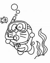 Doraemon Pintar Dibuixos Mewarnai Colorare Mergulhando Nobita Imagui Maschera Boccaglio Coloradisegni Descargas Niã Buceando Cookie Tudodesenhos Mundopeke Bajo sketch template
