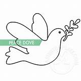 Dove Olive Peace Branch Coloring Template Eastertemplate sketch template