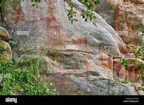 Rock Art Ancient San Paintings Tsodilo Hills Botswana Africa Stock